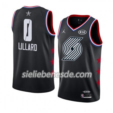 Herren NBA Portland Trail Blazers Trikot Damian Lillard 0 2019 All-Star Jordan Brand Schwarz Swingman